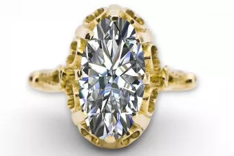 Ring Zirkon 14 Karat Gelbgold Vintage Stil vrc134y